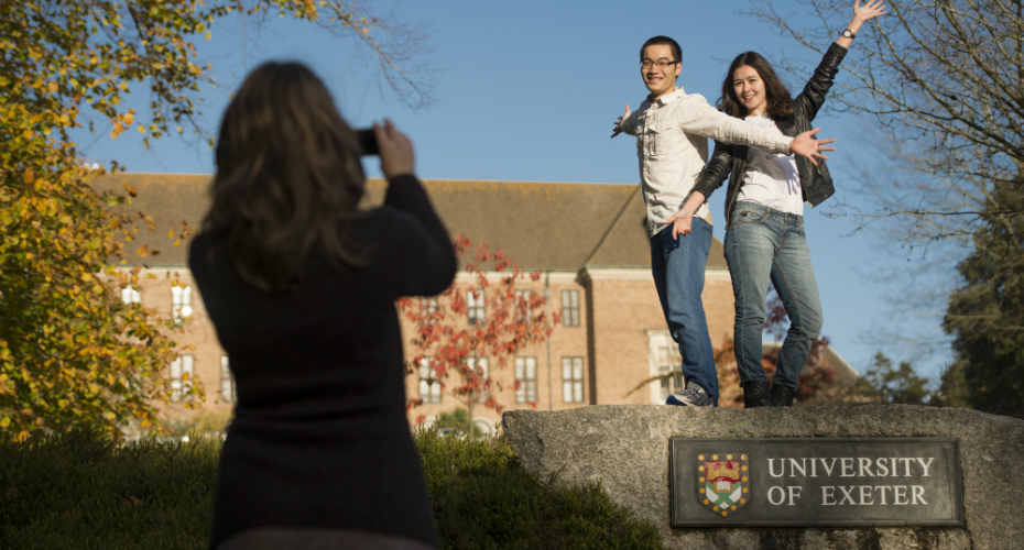 Students on Exeter rock